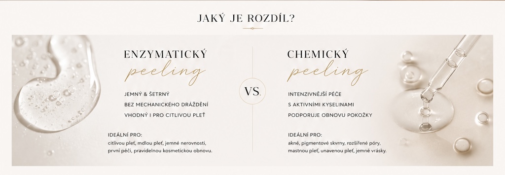 Porovnání enzymatického a chemického peelingu.